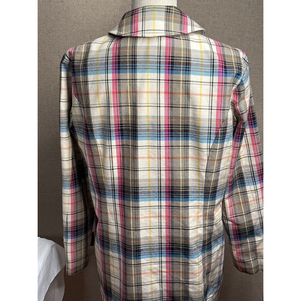 CJ Banks Women Coat Multicolor Plaid Toggle Buttons Lined Spring Jacket Size M - Picture 6 of 12